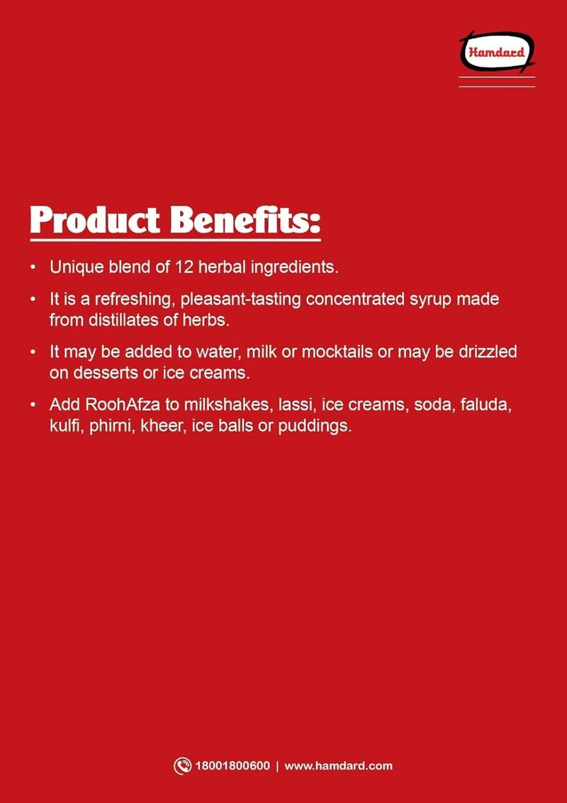 Hamdard شراب روحافزا من حمدرد دواخان، 750 مل - Image 3