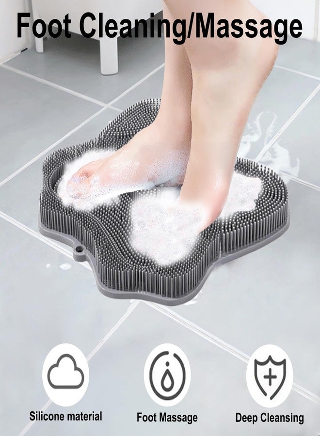 Easkite Shower Foot Scrubber, Shower Foot and Back Scrubber with Suction Cups, Shower Silicone Foot Washer for Exfoliating Massage（Grey） - Image 2