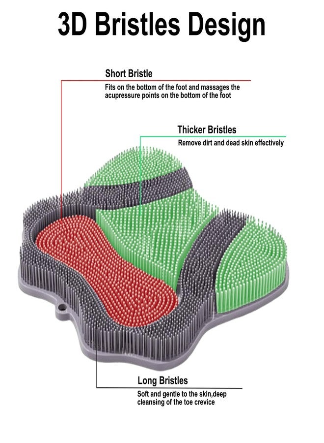 Easkite Shower Foot Scrubber, Shower Foot and Back Scrubber with Suction Cups, Shower Silicone Foot Washer for Exfoliating Massage（Grey） - Image 4