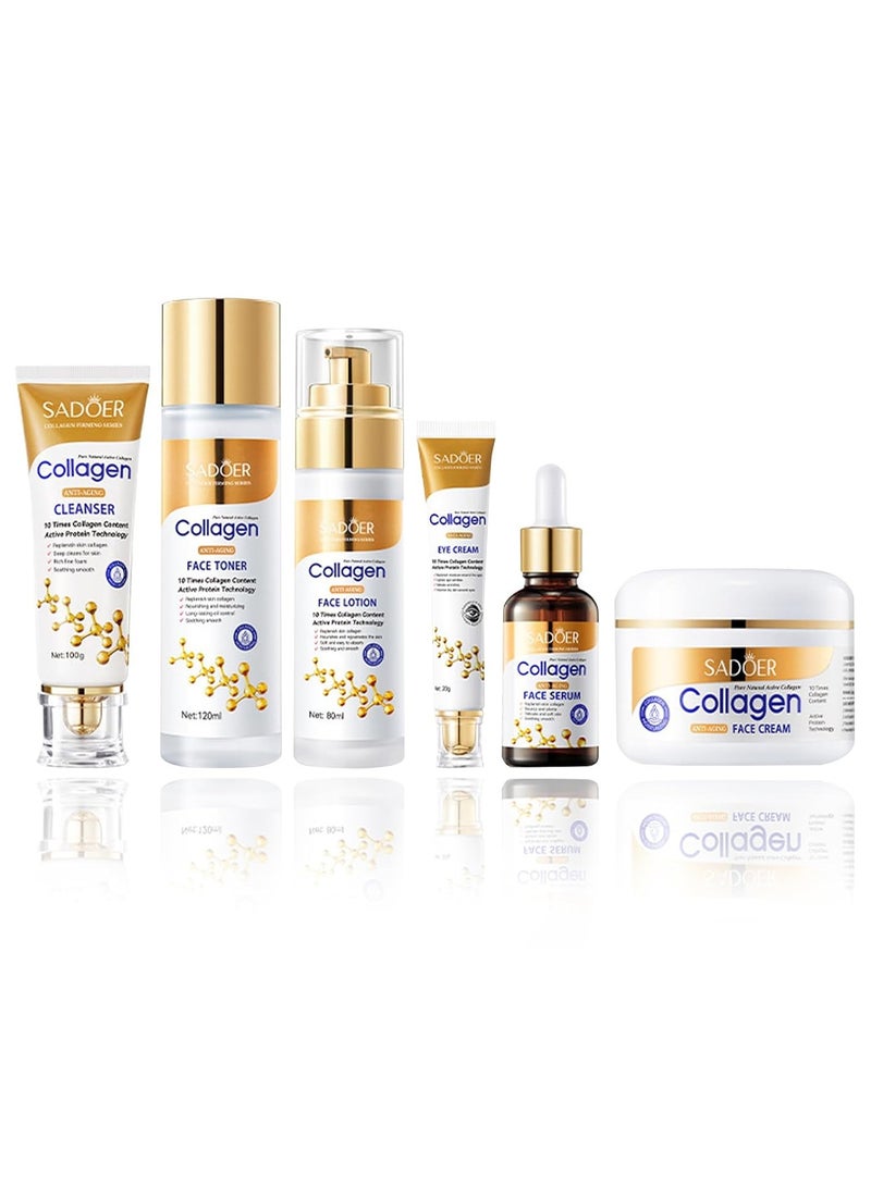 SADOER SADOER Complete Anti-Wrinkle Collagen Skin Care Set - Body Lotion, Eye Cream, Face Cream, Foundation, Hand Cream, Cleanser, Toner, Moisturizer, Gel - Image 1