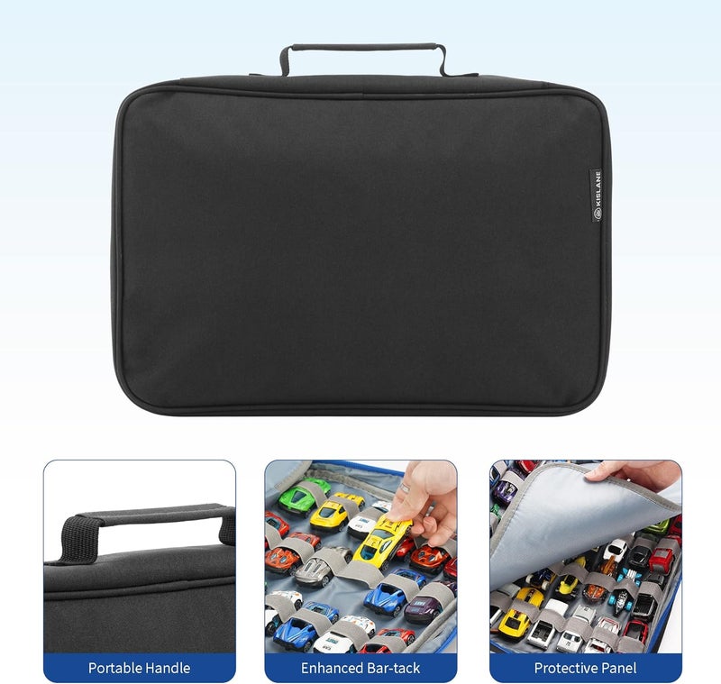 KISLANE 96 Toy Cars Storage Case - Organizer for Mini Toys, Matchbox Cars, Small Dolls - Black - Image 3