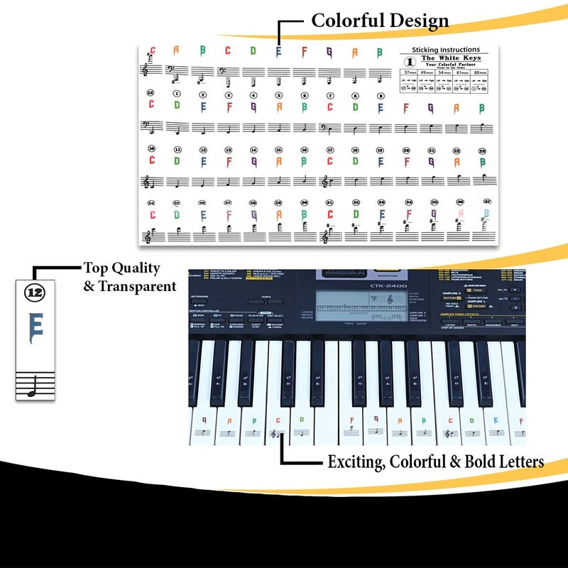 Palap Piano Stickers Labels for 37, 49, 54, 61, 88 Keys Keyboard, Piano Removable Stickers - Image 5
