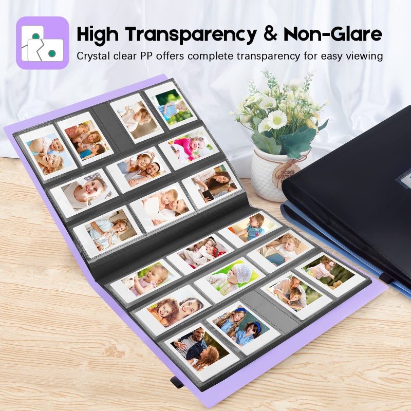Veicevol 560 Pockets Photo Album for Fujifilm Instax Mini Camera  Album for Polaroid Photo  Photo Album for Fujifilm Instax Mini 12 11 9 40 90 8 Evo LiPlay Instant Camera  2x3 Photo Album (Purple) - Image 3