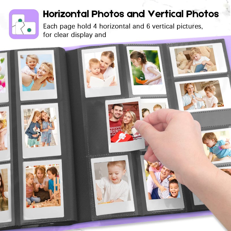 Veicevol 560 Pockets Photo Album for Fujifilm Instax Mini Camera  Album for Polaroid Photo  Photo Album for Fujifilm Instax Mini 12 11 9 40 90 8 Evo LiPlay Instant Camera  2x3 Photo Album (Purple) - Image 5