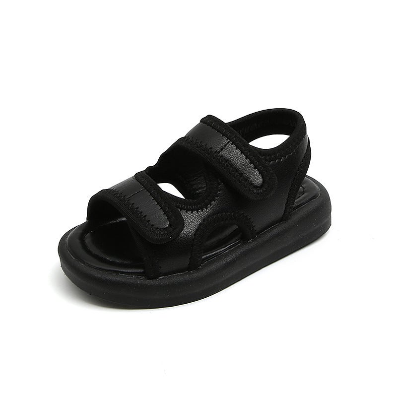 Children'S Sandals Solid Soft Bottom Boys Beach Shoes 2022 Summer Girls Leather Solid Color Sandals A Generation Of Hair - Image 1