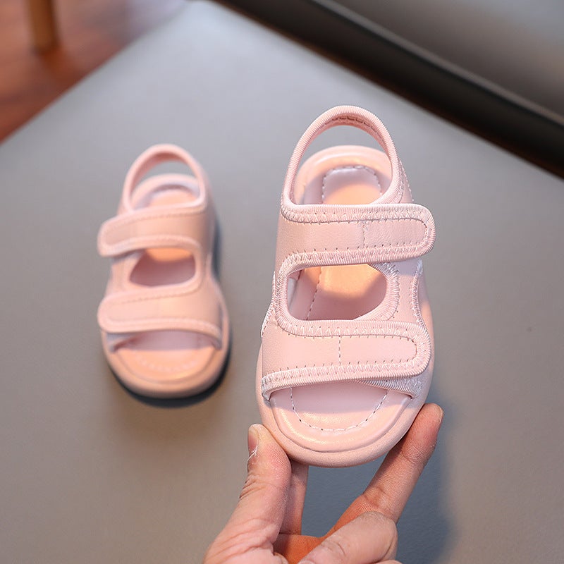 Children'S Sandals Solid Soft Bottom Boys Beach Shoes 2022 Summer Girls Leather Solid Color Sandals A Generation Of Hair - Image 4