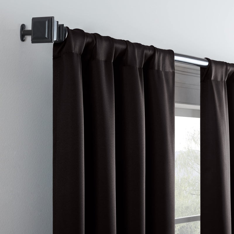 ECLIPSE Blackout Curtains for Bedroom-Darrell 37" x 84" Insulated Darkening Single Panel Rod Pocket Window Treatment Living Room, Black - Image 2