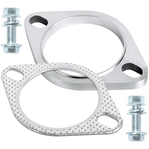 PALOZO Stainless Steel Exhaust Flange Connection Kit 2 Bolt 3 inch76mm Exhaust Flange Gasket Connection Set with Bolts and Nuts - Image 1
