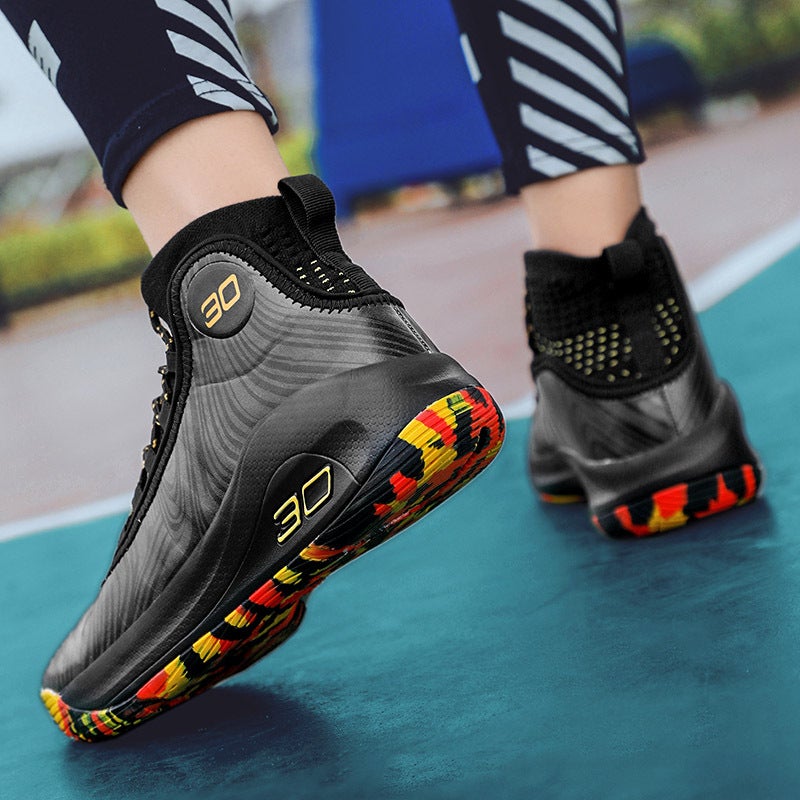 Small Size 34 Export Large Size New Basketball Shoes Men'S High-Top Middle School Students' Sports Shoes Non-Slip Practical Boots Running Shoes - Image 3