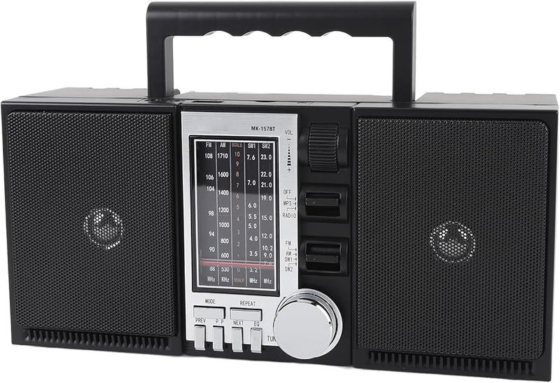 راديو محمول AM FM SW مع مكبر صوت وبطارية قابلة لإعادة الشحن 2400 مللي أمبير ومنفذ USB وبطاقة SD، تصميم كلاسيكي - Image 1