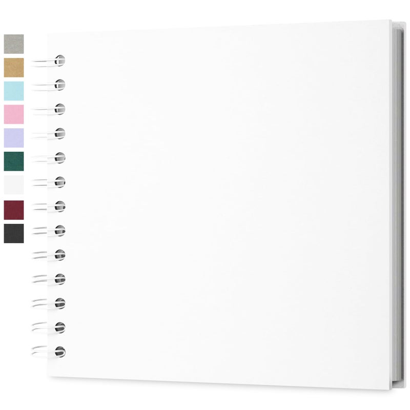 Yopih 7 x 7 Inch DIY Scrapbook Photo Album Hardcover Kraft Blank Page Acid-Free 40 Pages (20 Sheets) Memory Book for Wedding Anniversaries Family Baby Memories Small Scrapbooking Projects, White - Image 1