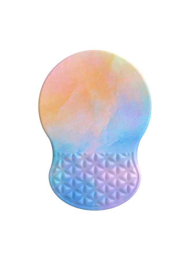 Ergonomic Wrist Pad Mouse Pad Silicone Memory Foam Wrist Pad Anti-slip Girl Mouse Wrist Pad Palm Pad-Color:Wrist Protector Mouse Pad [triangle Pattern Slope]]-Pattern:Colorful Ink Painting  - Image 1