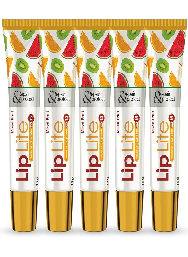 Leeford Liplite Moisturizing Lip Balm – Pack of 5 (15g Each) | Mixed Fruit Flavour | With SPF 15 for Sun Protection | Nourishes Dry & Chapped Lips | Non-Greasy, Long-Lasting Lip Care - Image 1