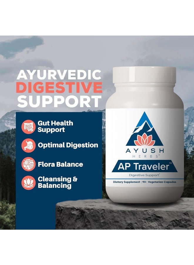 Ayush Herbs AP Traveler Digestive Support - Holy Basil & Neem Supplement for Women & Men, Source of Antioxidants, Helps Digestion, Made with Organic Ingredients - 90 Vegetarian Capsules (1 Count) - Image 2