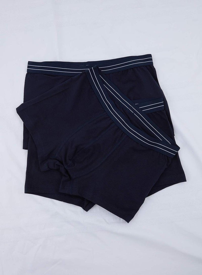 trendyol Navy Blue Plain Striped Elastic 3-Pack Boxer - Image 3
