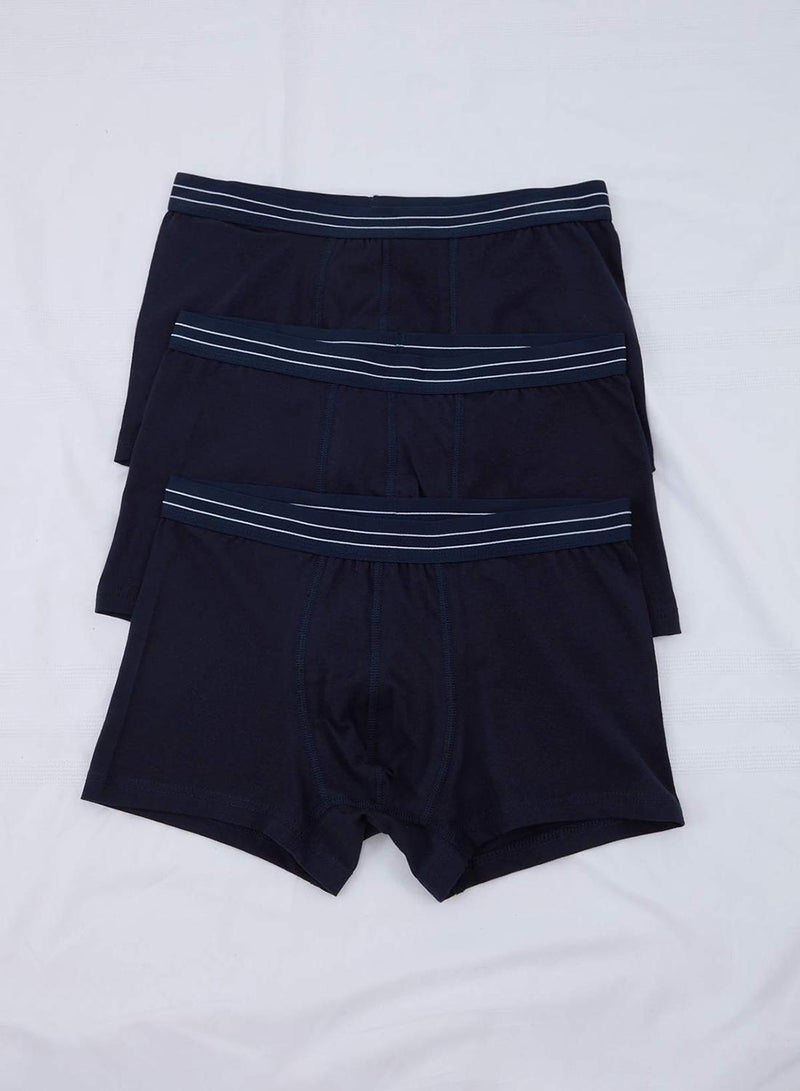 trendyol Navy Blue Plain Striped Elastic 3-Pack Boxer - Image 1