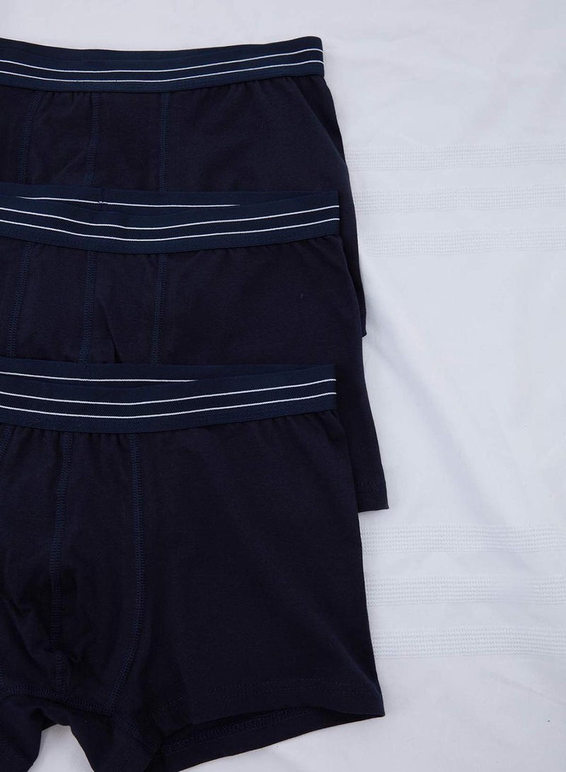 trendyol Navy Blue Plain Striped Elastic 3-Pack Boxer - Image 2
