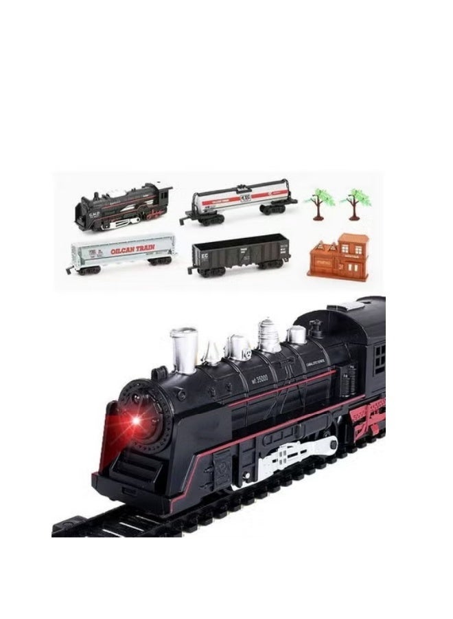 بايبي مجموعة القطار الكهربائي الصغير للأطفال مع خزان الزيت ، نموذج قطار المسار البخاري القديم ، منتجات DIY ، مجموعات متعددة من الملحقات ، مسار محاكاة ، قاطرة ، عربات ، خزان زيت ، أشجار ، منازل ، مؤثرات صوتي - Image 2