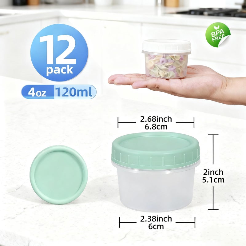 UMETASS Food Storage Containers, 12 Pack 4 oz Freezer Storage Containers with Twist Top Lids, Leakproof, BPA Free, Microwave & Dishwasher Safe Takeout Container - Ideal for Soup and More - Image 3