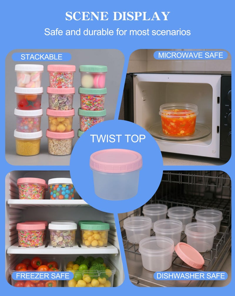 UMETASS Food Storage Containers, 12 Pack 4 oz Freezer Storage Containers with Twist Top Lids, Leakproof, BPA Free, Microwave & Dishwasher Safe Takeout Container - Ideal for Soup and More - Image 4