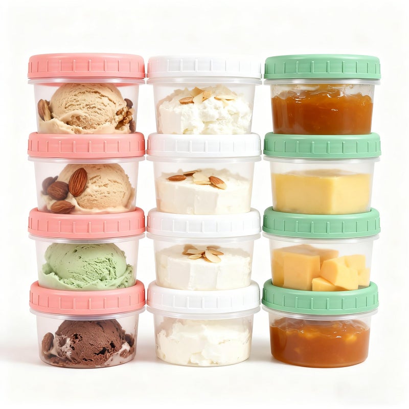 UMETASS Food Storage Containers, 12 Pack 4 oz Freezer Storage Containers with Twist Top Lids, Leakproof, BPA Free, Microwave & Dishwasher Safe Takeout Container - Ideal for Soup and More - Image 1