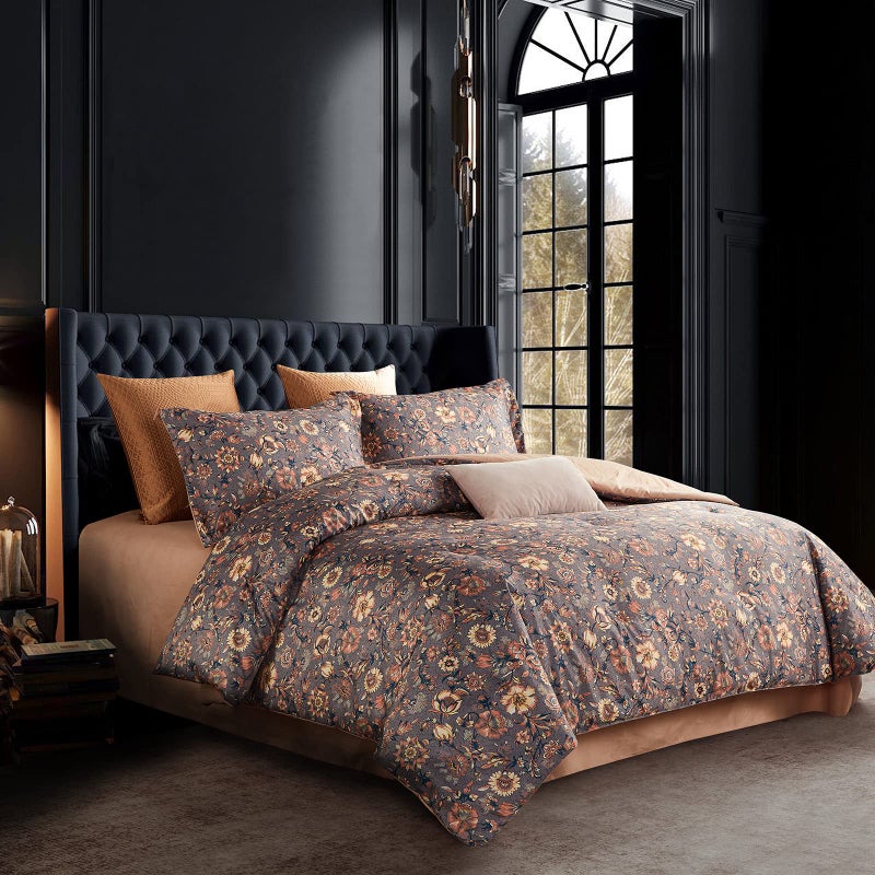 Cupocupa King Duvet Cover Set - 3pc Paisley Bedding - Vintage Boho Cottagecore Floral Print, Soft Microfiber Botanical Quilt Cover with Pillowcases (King, 104"x90") - Image 2