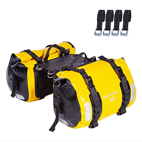 WILD HEART Waterproof bag Motorcycle saddlebags 40L Tank bag Motor Side bags (yellow) - Image 1