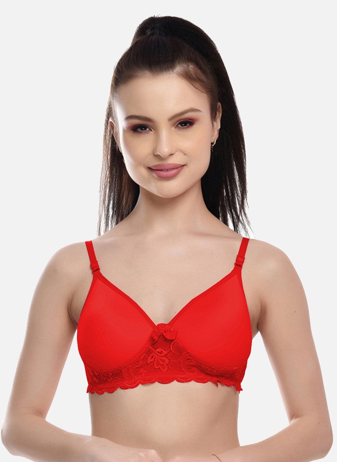 FIMS Red & Pink & Black Lace Lightly Padded Bras Pack of 3 - Image 3