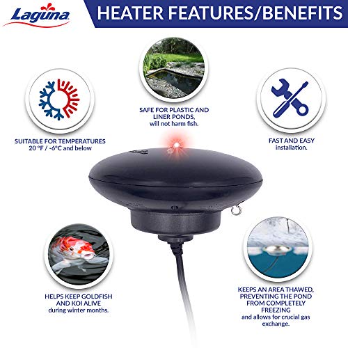 Laguna PowerHeat 315-Watt Floating Pond Heater for Outdoor Ponds with Fish – Thermostat-Controlled De-Icer with LED Indicator, Safe for Plastic & Liner Ponds, 22 ft Cord - Image 3