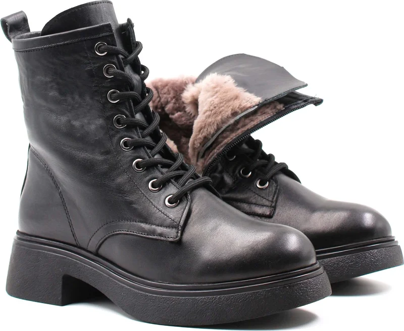 فاست ستيب Leather Fur Women's Classic Boots 124KZA2420