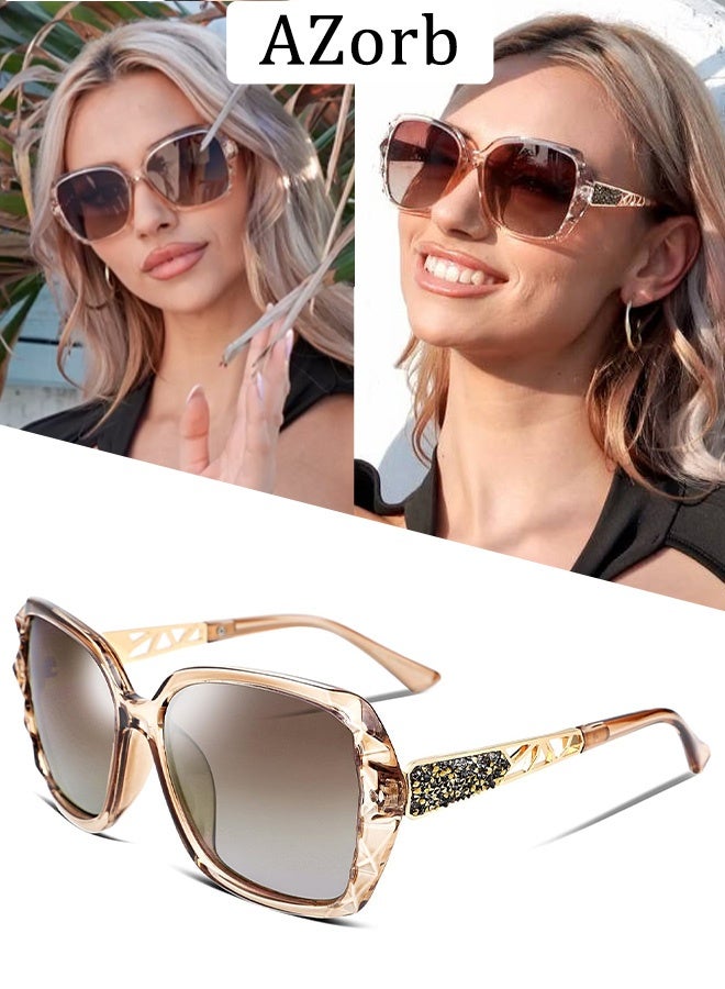 AZorb Sunglasses Women Butterfly Artistic Frame Diamond Decoration Sun Glasses for Women UV400 Protection Polarized Ladies Fashion Sunglass High Quality Women's Sunglasses Brown - Image 1
