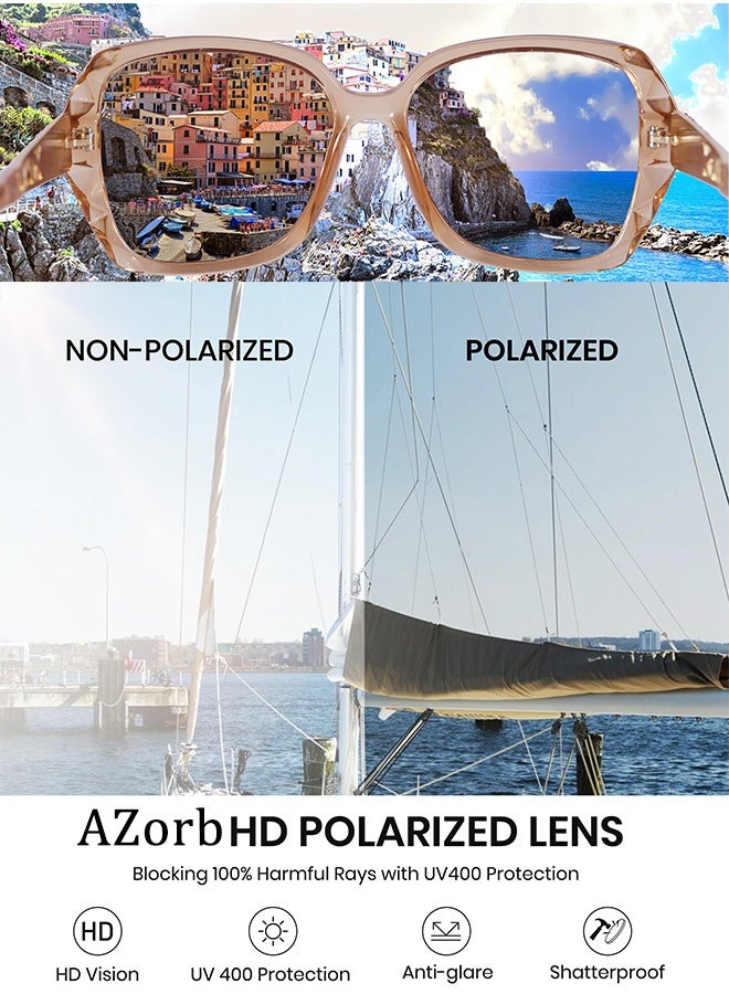 AZorb Sunglasses Women Butterfly Artistic Frame Diamond Decoration Sun Glasses for Women UV400 Protection Polarized Ladies Fashion Sunglass High Quality Women's Sunglasses Brown - Image 5