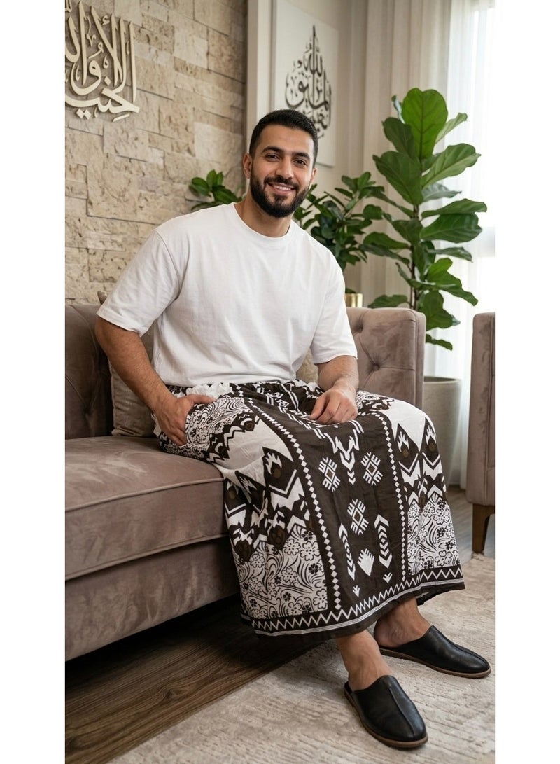 بهنس وزرة مطاط مع جيب جانبي للرجل فوطة رجالية وزرة صيفي مريحة جدا وباردة للرجال وزار رجالي معوز صارون صاروم اسباعية رجالية مناسب للمنزل والنوم وللرياضيين اوقات الصلاة - Image 1