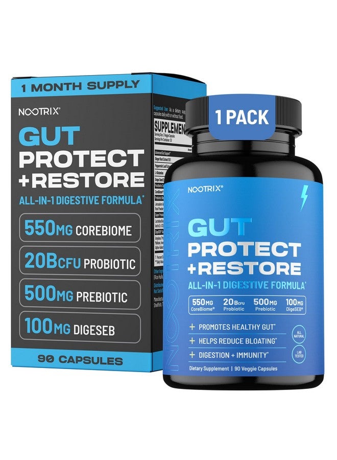 Nootrix Gut Protect and Restore Supplement | Probiotics for Gut Health, Colon Cleanse & Bloating Relief | Promotes Healthy Digestion | Digestive Enzymes, Postbiotics & Prebiotics | 180 Capsules - Image 1