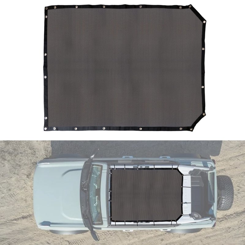 BESTAOO Sunshade for Ford Bronco Accessories 2021 2022 2023 2024 2025 4 Door Front Rear Full Length Mesh Sun Shade Bimini Top Cover for Bronco 4 Door Blocks UV Wind Noise Standard