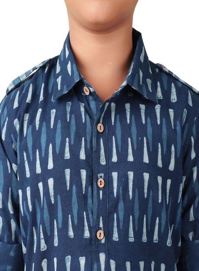 Fabindia Boy's Cotton Printed Regular Kurta (1031821BLUE_Navy Blue - Image 5