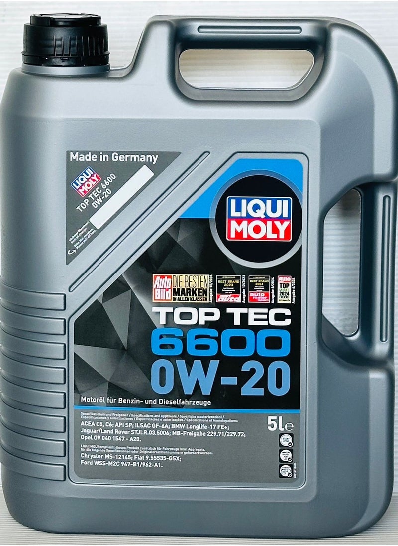 LIQUI MOLY Top Tec 6600 0W-20 Engine Oil (start/stop) 5Ltr  - Image 1