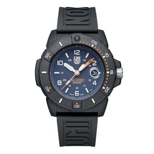 Luminox لومينوكس روبر - أساس نافي سيل - ساعة رجالية تناظرية 45مم - ساعة غطس تناظرية XS.3602.NSF - ساعات رجالية تناظرية - صُنعت في سويسرا، أسود، رياضية غطس، قرص أزرق، سوار أسود - Image 1
