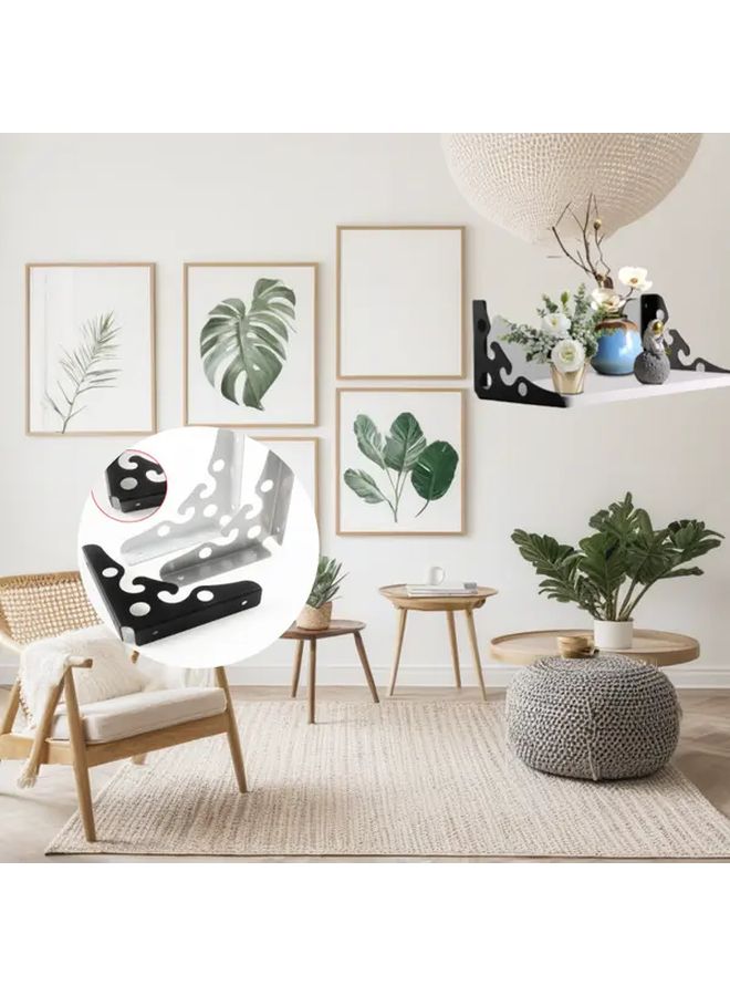 Heavy Duty Black L Shaped Corner Brackets 2pcs With Installation Screws - Image 2