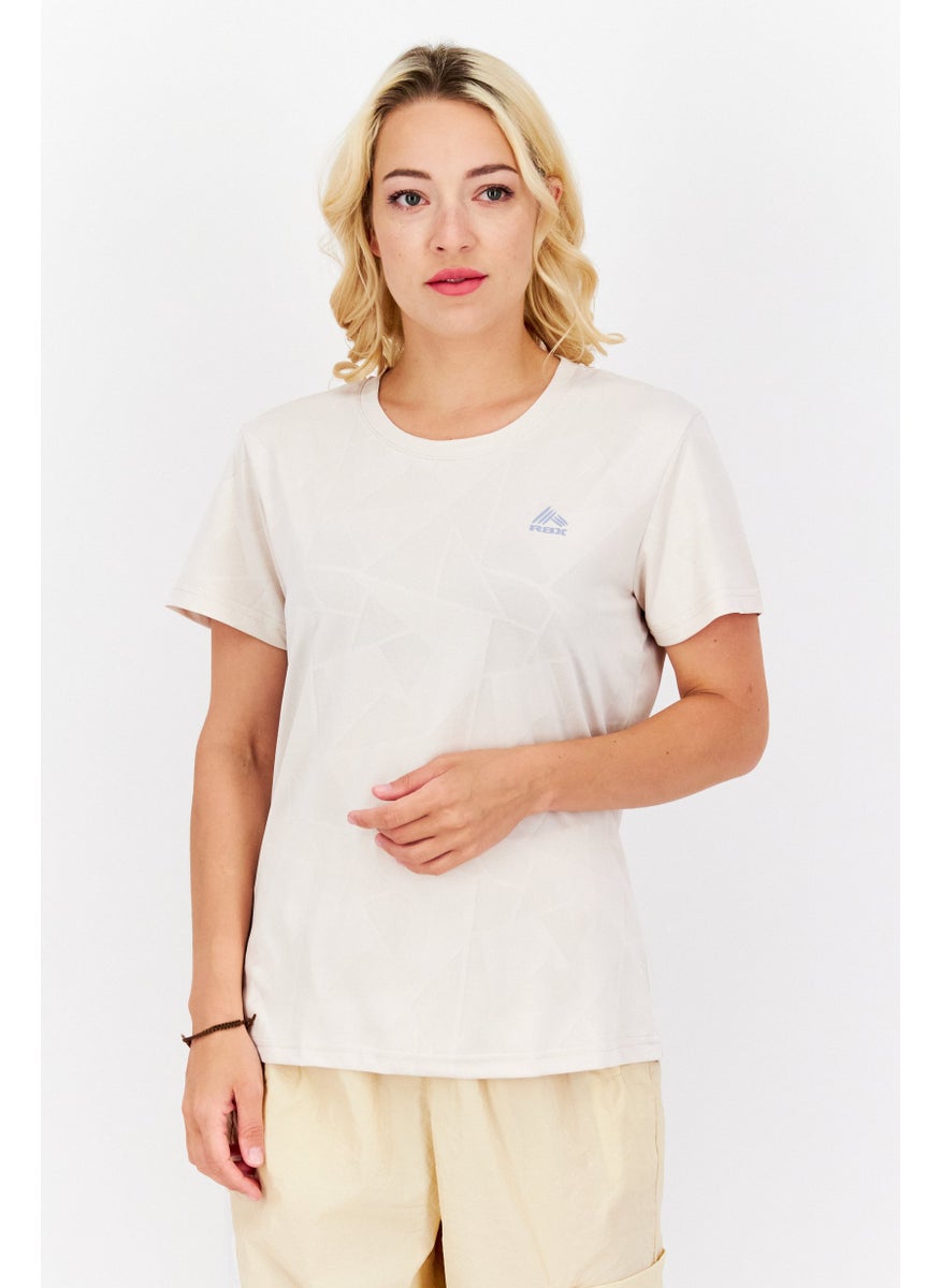 RBX Women Sportswear Fit Shorts Sleeves Training T-Shirt, Beige  - Image 1