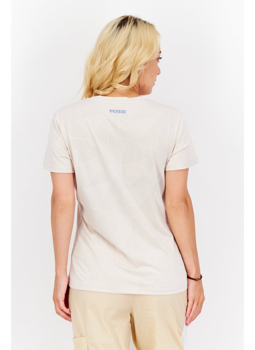 RBX Women Sportswear Fit Shorts Sleeves Training T-Shirt, Beige  - Image 3