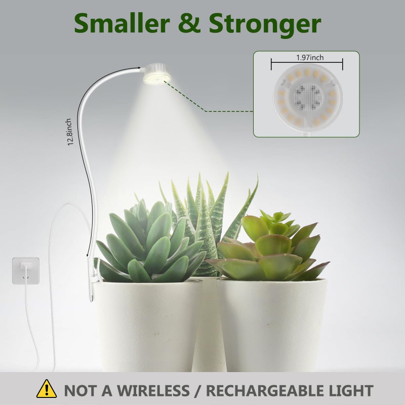 Shyineyou Grow Lights for Indoor Plants, 4000K Full Spectrum Plant Lights for Indoor Growing, 10 Brightness & 360Â° Adjustable Gooseneck & 3/9/12H Timer, Clip-on Small Grow Light for Succulents, Small Plant - Image 3
