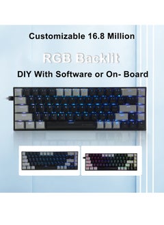 E-YOOSO Z-686 Wired 68 Keys Mechanical Gaming Keyboard, Linear Red Switches, 65% Compact Layout, Detachable USB-C Cable for PC, PS - Grey/Black  - Image 3