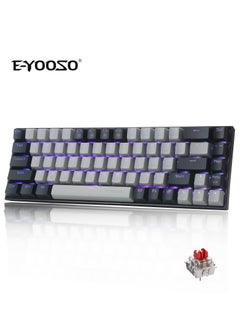 E-YOOSO Z-686 Wired 68 Keys Mechanical Gaming Keyboard, Linear Red Switches, 65% Compact Layout, Detachable USB-C Cable for PC, PS - Grey/Black  - Image 1