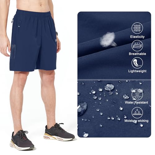 NORTHYARD Men's Athletic Running Shorts Quick Dry Workout Shorts 7"/ 5"/ 9" Lightweight Sports Gym Basketball Shorts Hiking Exercise DARKBLUE L - Image 4
