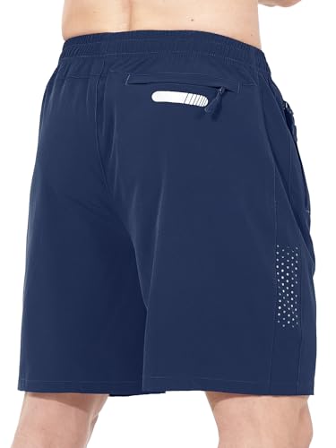 NORTHYARD Men's Athletic Running Shorts Quick Dry Workout Shorts 7"/ 5"/ 9" Lightweight Sports Gym Basketball Shorts Hiking Exercise DARKBLUE L - Image 3
