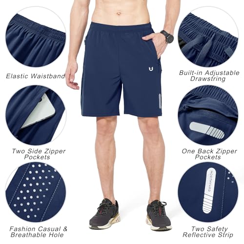 NORTHYARD Men's Athletic Running Shorts Quick Dry Workout Shorts 7"/ 5"/ 9" Lightweight Sports Gym Basketball Shorts Hiking Exercise DARKBLUE L - Image 5