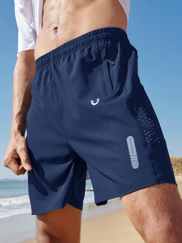 NORTHYARD Men's Athletic Running Shorts Quick Dry Workout Shorts 7"/ 5"/ 9" Lightweight Sports Gym Basketball Shorts Hiking Exercise DARKBLUE L - Image 2