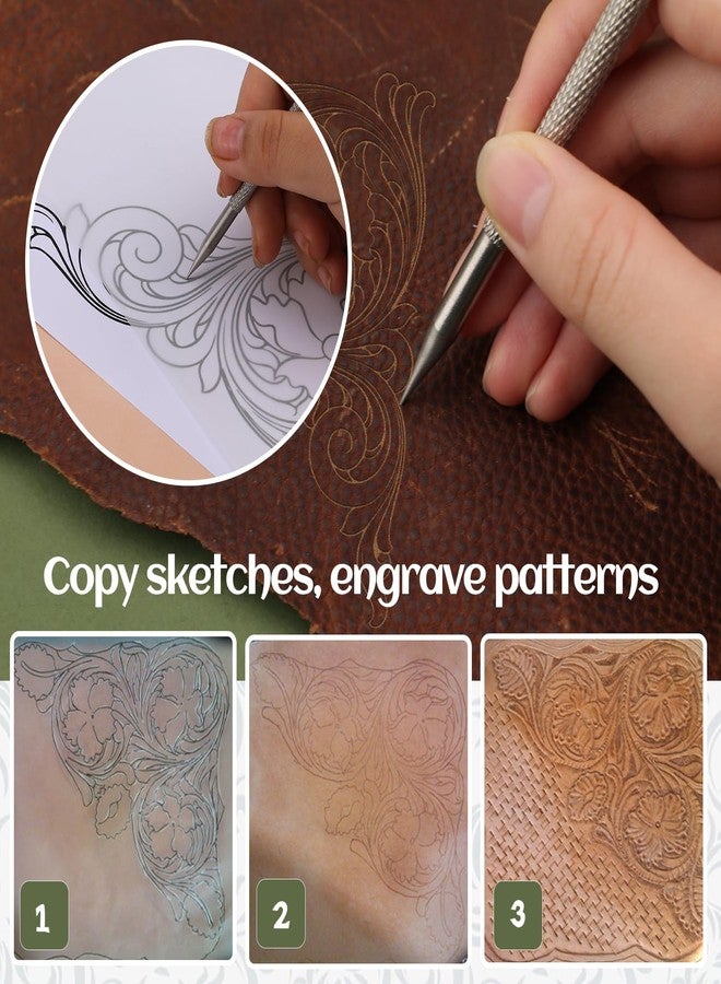 QMNNMA Leather Scriber Pen, Pointy Stainless Steel Picker Pen with Carving Pattern Description Paper for DIY Crafts, Leather Line Description - Image 4