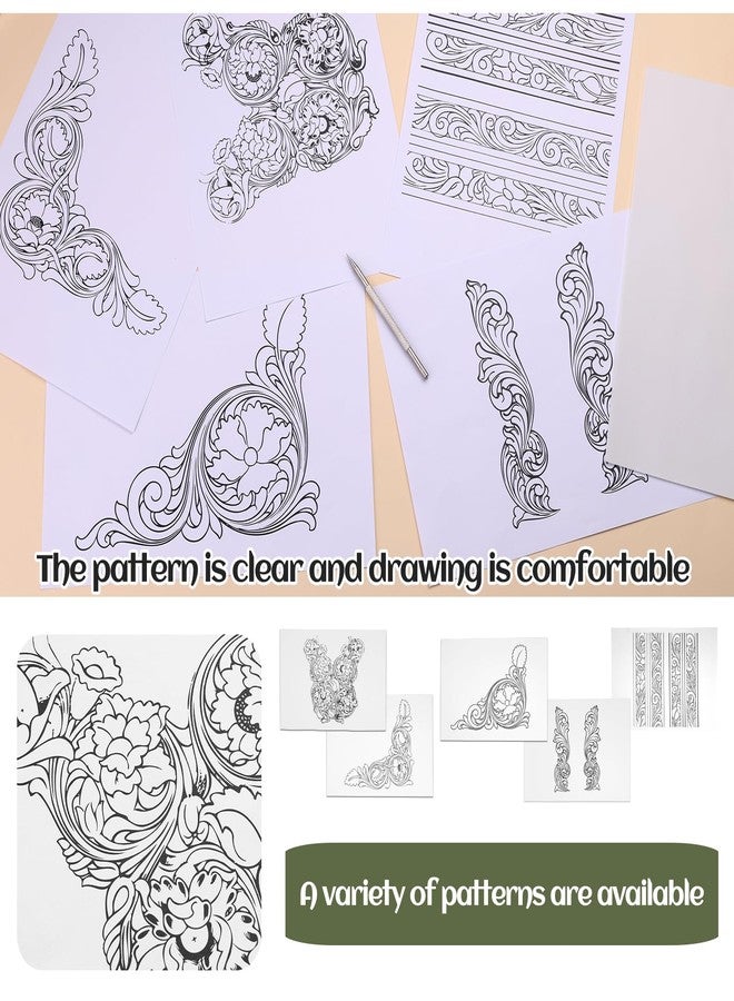 QMNNMA Leather Scriber Pen, Pointy Stainless Steel Picker Pen with Carving Pattern Description Paper for DIY Crafts, Leather Line Description - Image 3